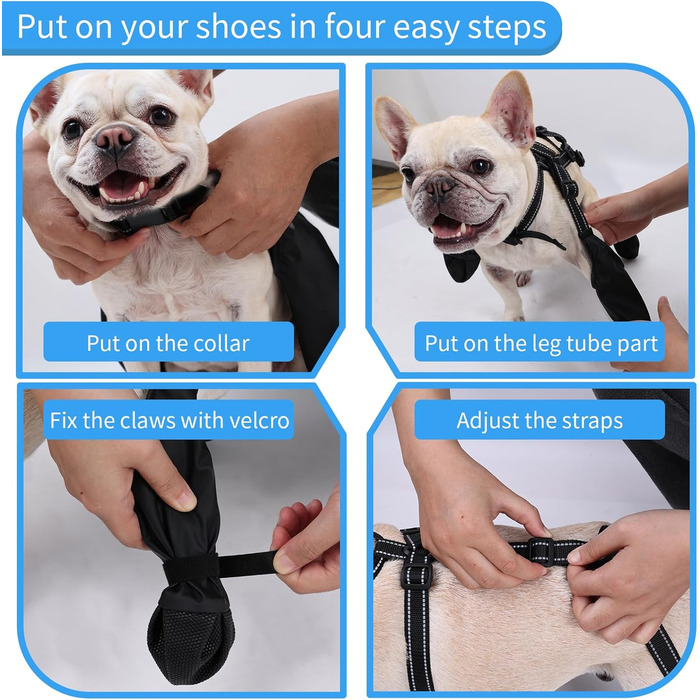 Водонепроникні чоботи для собак, захист подушечок лап для собак малого та великого розміру, регульоване взуття для домашніх тварин для прогулянок, м'які чоботи для домашніх тварин, захист лап (Чорний-UK, Великий)