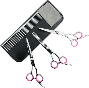 Набір для грумінгу собак та котів FOMIYES (4 шт): ножиці прямі, зігнуті, фінішна, гребінець, серветка