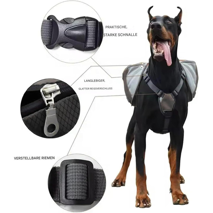 Рюкзак для собак | Великий рюкзак для прогулянок, подорожей та перевезення | З кишенями та регульованими відділеннями