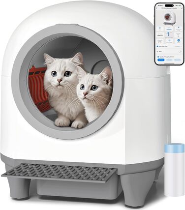Автоматичний лоток для котів Devoko 90 л з керуванням через додаток, 9 датчиків безпеки, великий, для кількох котів, тихий