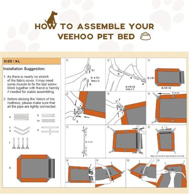 Підвищене ліжко для собак Veehoo Outdoor, велике, з міцної сітки Textilene, для малих і середніх порід, сіре, 107x76x18 см, знімний та легкий у догляді