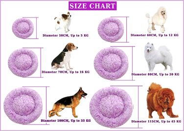 Крісло-гніздочко для собак XXL, кругле, знімний та пральний чохол, антистресове, штучне хутро, м'яке та затишне ліжко для домашніх тварин (100 см, фіолетовий)