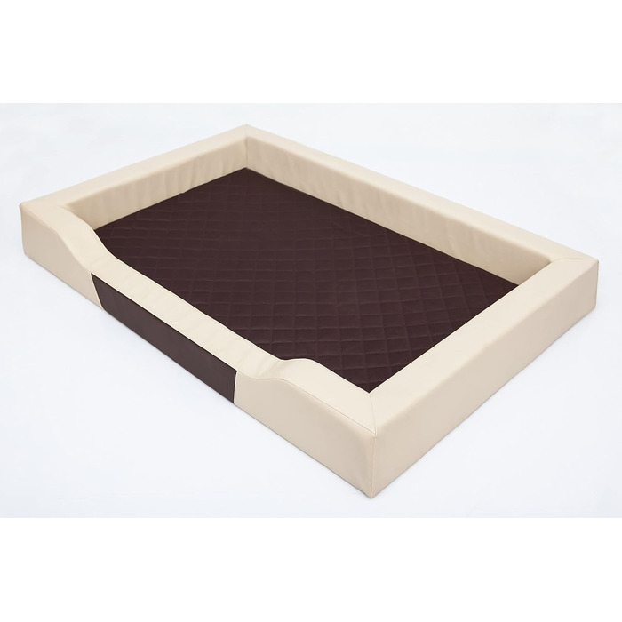 Ліжко для собак, лежанка, м'яка подушка, матрац для собак, 75x50 см, BEIGE, ECO-LEDER, коричневий матрац