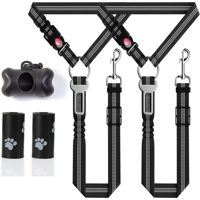Нашийник для собак у багажник авто, фіксатор для транспортування, з амортизатором та карабіном, чорний, для всіх порід