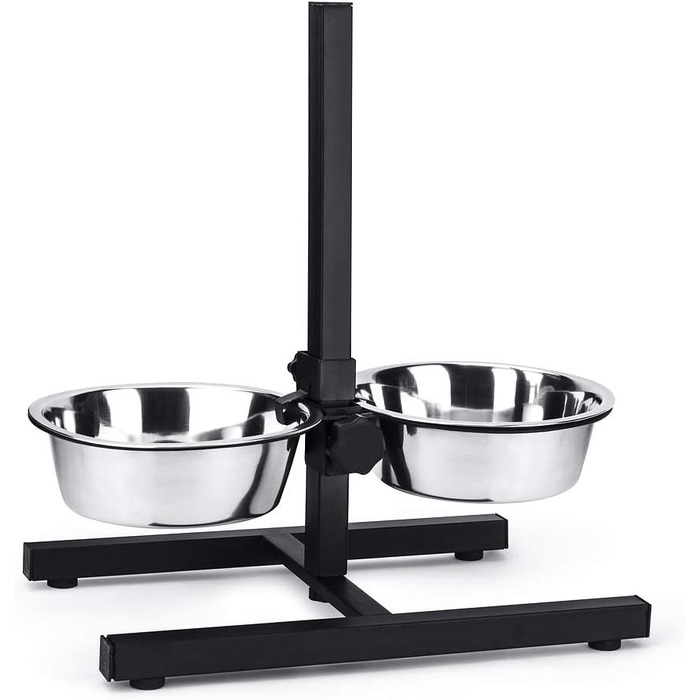Миски для собак, сталеві, з кріпленням, чорні, 2 шт, 46 x 8 x 28 см