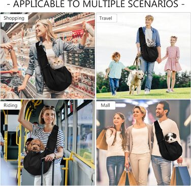 Слінг-переноска для собак та котів, чорний. Регульований плечовий ремінь для прогулянок та активного відпочинку