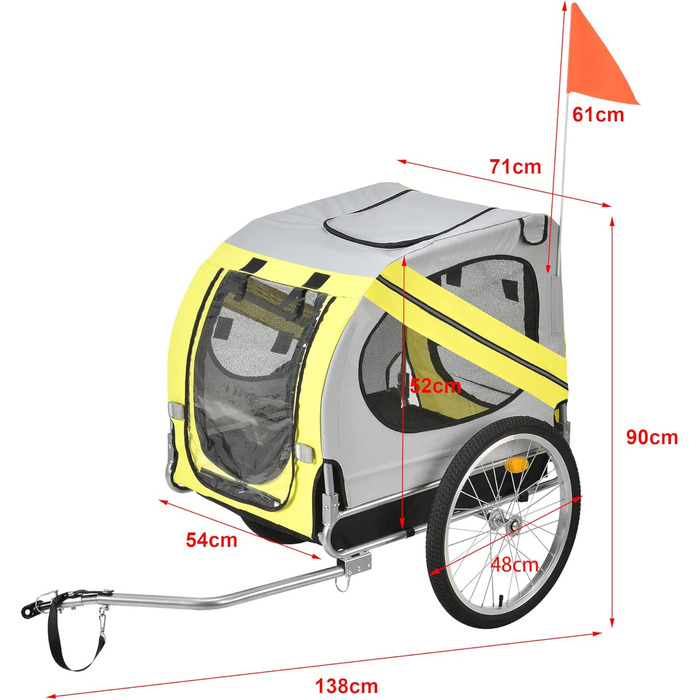 Про-тек Причіп для велосипеда, переноска для собак до 26 кг, жовто-блакитний