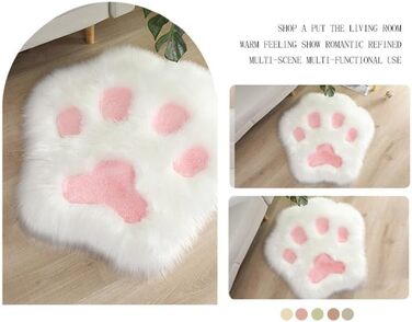 Килимок з імітацією собачих лапок, штучне хутро, 70x70 см, білий