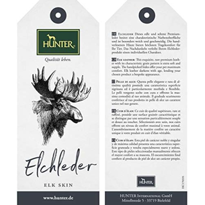 Ошийник для собак HUNTER ROUND & SOFT ELK, м'яка шкіра, круглий, захист шерсті, 50 см, коньячний