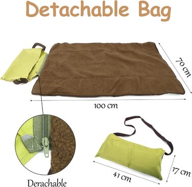 Зручна килимок-підстилка для собак та котів: водонепроникна, м'яка, для подорожей, 100 x 70 см (зелена)