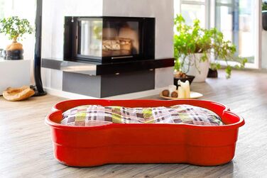 Стійкий басейн для собак DogsLand XXL 120x25x80 см, червоний, у формі кістки, для малих і великих порід, для саду та балкону, нейлоновий, міцний, стійкий до подряпин