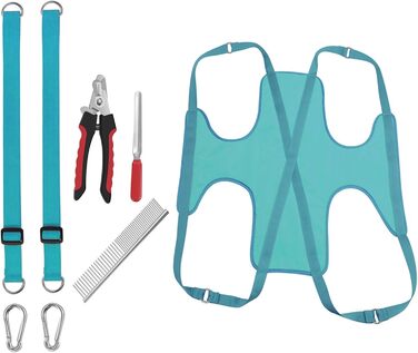 Гамак для грумінгу собак Qcwwy, професійний гамак для догляду за домашніми тваринами з триммером, ножицями та кусачками для нігтів, підходить для стрижки, грумінгу та миття собак (L)