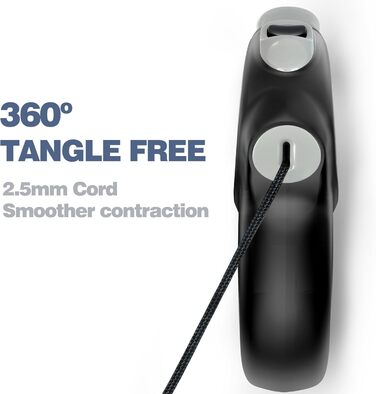 Висувна повідка для собак Fida, 9 м, покращена версія 2025, міцна, для середніх та великих собак, не заплутується, для собак до 50 кг, чорний