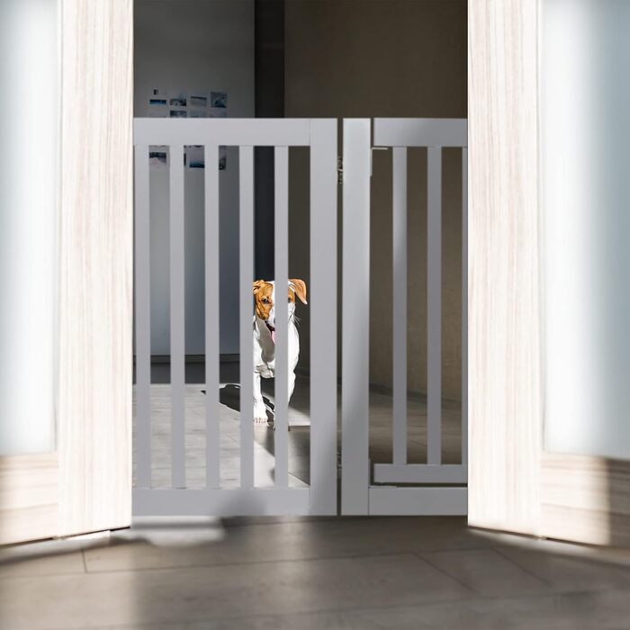 Захисне ворота Relaxdays для собак, сіре, 70x207 см, розкладне, з ніжками