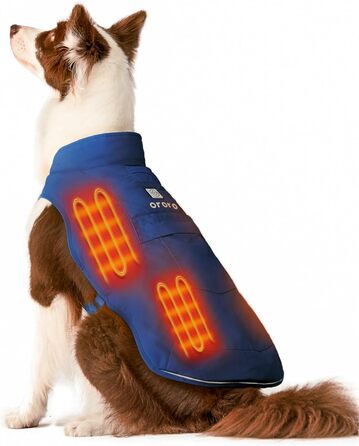 ORORO Теплий зимовий одяг для собак з підігрівом, акумуляторний, відбиваючий, для малих, середніх та великих собак (Синій, L)