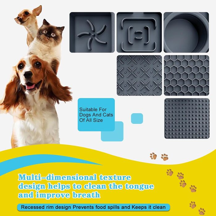 Шлека для собак Cooltto з лопаткою та нержавіючою чашею, силіконова підкладка з присосками для догляду за шерстю, купання та обрізки кігтів. Модель C & B (темно-сірий)