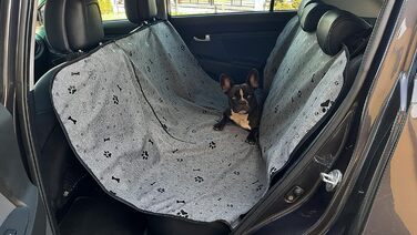 Захисна підстилка для автомобіля для собак та котів 137x153 см. Водостійка, брудовідштовхувальна, сіра (з принтом лап/кісток)