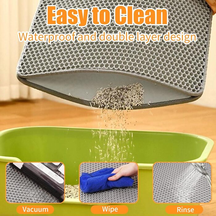 Килимок для котячого туалету Asoway Katzenklo 80x60 см, вологостійкий, з антиковзаючим покриттям, двошаровий, з дизайном стільових сот