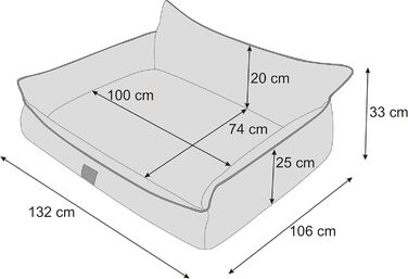 Килимок для собак, лежанка для тварин, лежанка-подушка, лежанка для собак, матрац для собак, софа для тварин, XXXL - 132 x 106 см, графітовий колір, екологічний матеріал