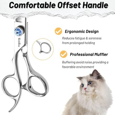 Професійна шерсть для собак 7 дюймів, японська сталь VG10, 50 зубців, безпечна, безшумна, тупа насадка, 30% розрідження, для собак та котів