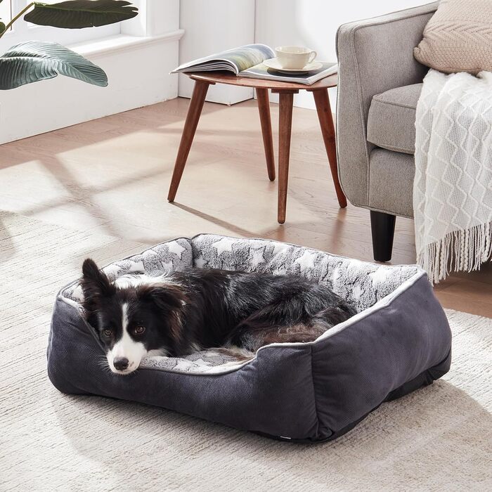 Крісло-лежанка для собак великих порід FURTIME, чорний/зірки, 106x80x23 см