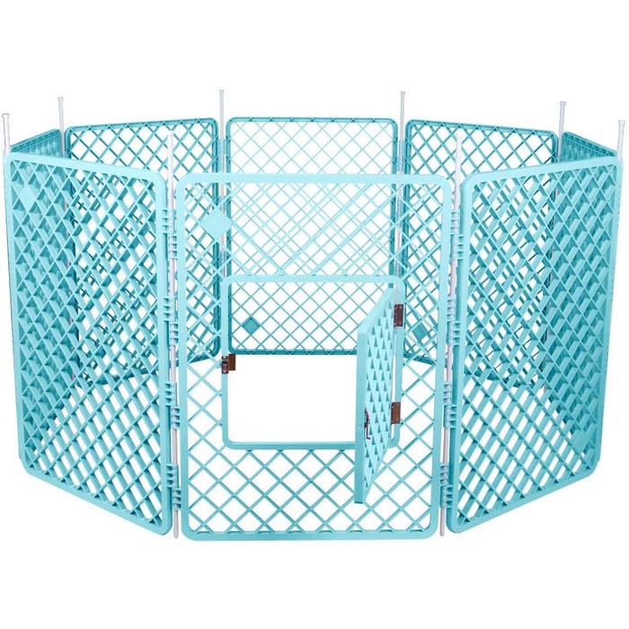 Вольєр для цуценят Iris Ohyama з 8 панелей, 90 см, блакитний. Підходить для собак та котів, для використання в приміщенні та на вулиці
