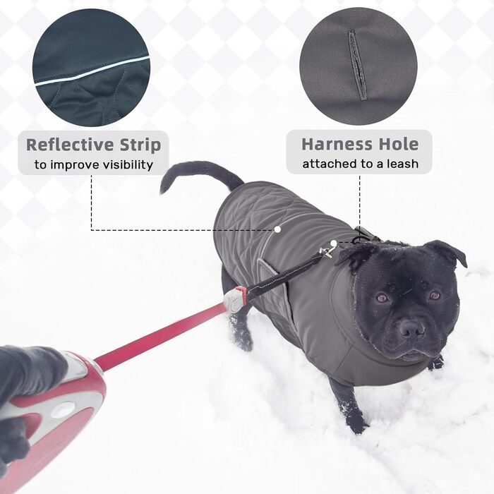 Теплий зимовий одяг для собак - куртка з отвором для шлейки, підійде для коргі, кокер-спанієль (Сірий L)