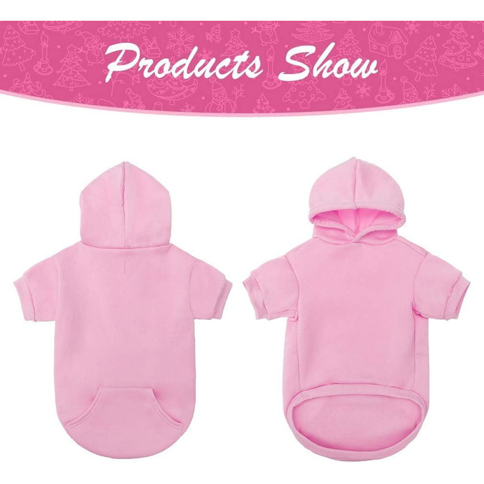 KOOLTAIL Пуловер з капюшоном для собак – теплий, м'який, з отвором для повідка та кишенею, зимовий одяг для собак, кошенят, дівчаток (Small/Medium, Рожевий)