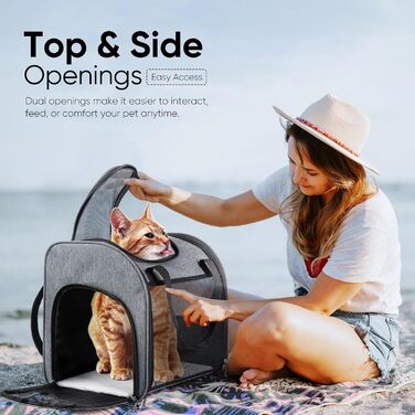 Рюкзак-переноска для котів з сітчастим вікном - складаний переносник для котів та маленьких собак (4-8 кг) з надійною застібкою-блискавкою, страхувальний поводок, ідеальний для подорожей та прогулянок