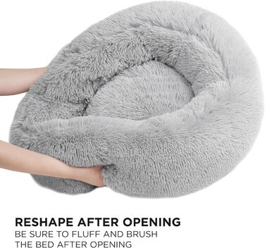 Кругле лежанка для собак та котів Juicy Couture Devon, штучне хутро, велика, Taupe (сіра), 61x61x20 см