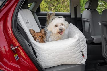 Автокрісло для собак Bella Weiß: комфортне та миготне автокрісло з штучної шкіри та плюшу, 55x55 см