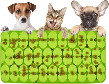 Силіконова килимок-нянька для собак, 18x37 см, килимок з присосками, повільний дозатор корму, килимок для годування собак, іграшка для собак, іграшка від нудьги (зелений)