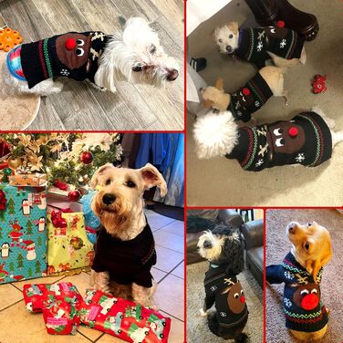 Пуловер для собак у стилі вінтаж, чорний олень, для дрібних, середніх та великих собак (XX-Large)