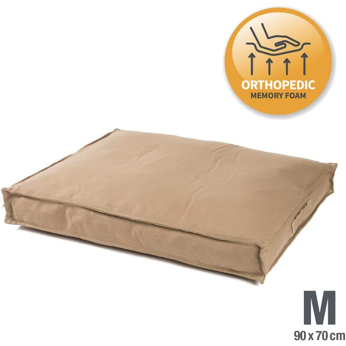 JAMAXX Преміум подушка для собак - ортопедична, з піною з пам'яті, знімний водонепроникний чохол, собаче ліжко з канвас-чохлом PDB1007 (S) 65x50 (L 90 x 70 x 15 см, кофейно-коричневий)