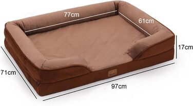 Ортопедичне ліжко для собак великих порід, ергономічне собаче ліжко з піною у формі яйця, водонепроникне, неслизьке, 89x63 см, світло-сірий колір (89x63x17 см)