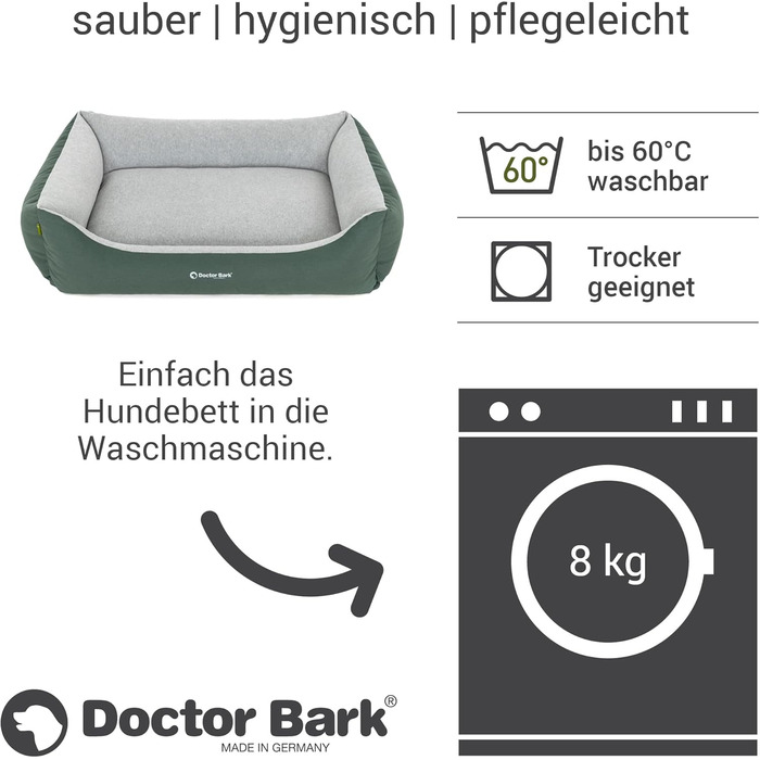 Ліжко для собак середнього розміру Doctor Bark - зручне та м'яке гніздище, зелений колір, 97x75 см, Made in Germany