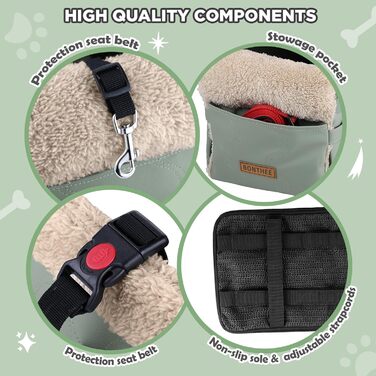 Автокрісло для собак з PU-шкіри, Рожеве (Зелена PU-шкіра)