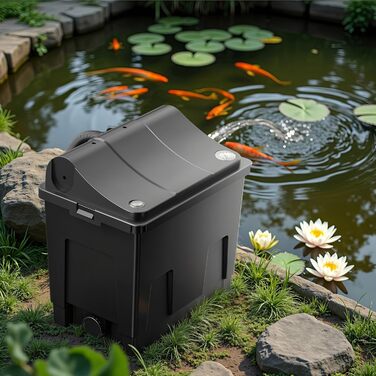 Біофільтр для ставка SunSun CBF-200U з 9 Вт УФ-стерилізатором, фільтраційна система для ставків з коропами кои, продуктивність 6000 л/год, з фільтрувальним матеріалом, проточний біофільтр для очищення води