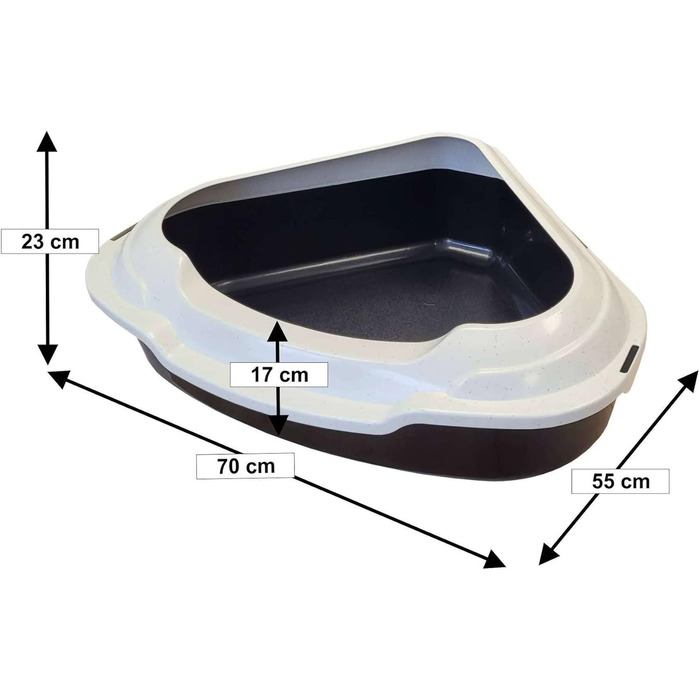 Торгівля котячий туалет кутовий XXL, модель Memphis, чорно-білий з бортиком