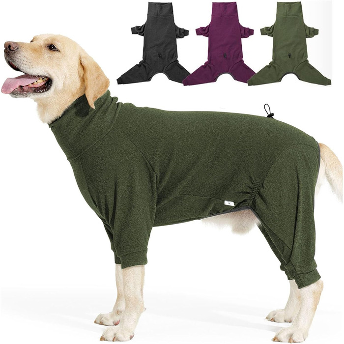 Теплий зимовий одяг для собак LIANZIMAU: флісовий теплий костюм з ніжками для малих, середніх та великих собак, зелений, розмір M