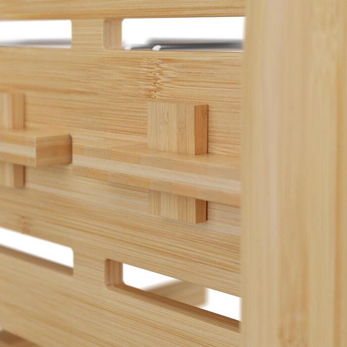 Станція для годування собак Relaxdays, регульована годівниця, HBT: 37x55x36 см, підставка для мисок з силіконовим килимком, бамбук, натуральний дизайн