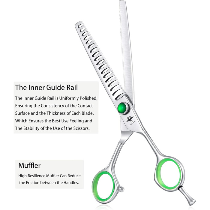 Набір професійних ножиць для грумінгу собак PURPLEBIRD: 440C сталь, 7 дюймів, 4 шт. (прямі, вигнуті, для розрідження)