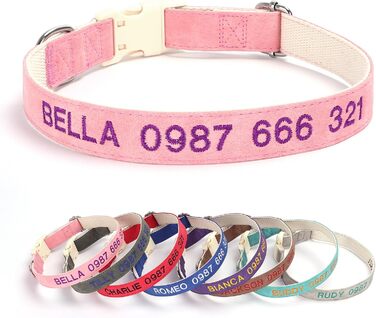 Персоналізоване собаче ошийник з металевою застібкою, двостороннє оксамитове ошийник з іменем та номером телефону, регульовані розміри для малих, середніх та великих собак (м'яке шкіряне ошийник)