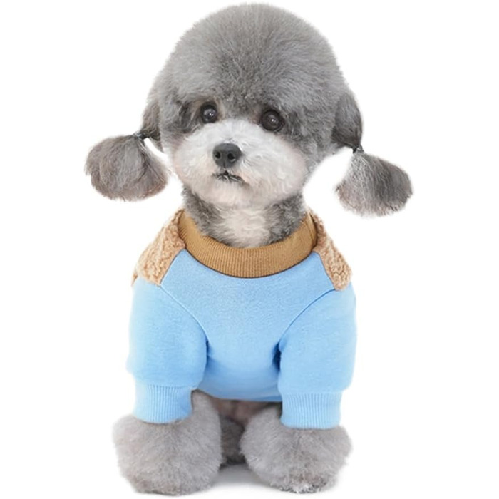 Теплий зимовий пуловер для собак маленьких порід, вага до 3,9 кг, блакитний, розмір L