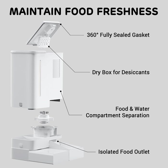 Автоматичний дозатор корму та поливальник для домашніх тварин 2-в-1, FW54, 8,5 кг, для зайнятих батьків