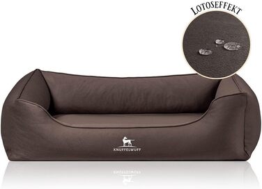 Ортопедичне ліжко для собак Knuffelwuff Oliver, розмір S, темно-коричневе | Зносостійке покриття штучної замші | Memory Foam | Водовідштовхувальне, пральне | Для суглобів, міцне, для собак маленьких та великих розмірів, 70 x 50 x 20 см, темно-коричневе