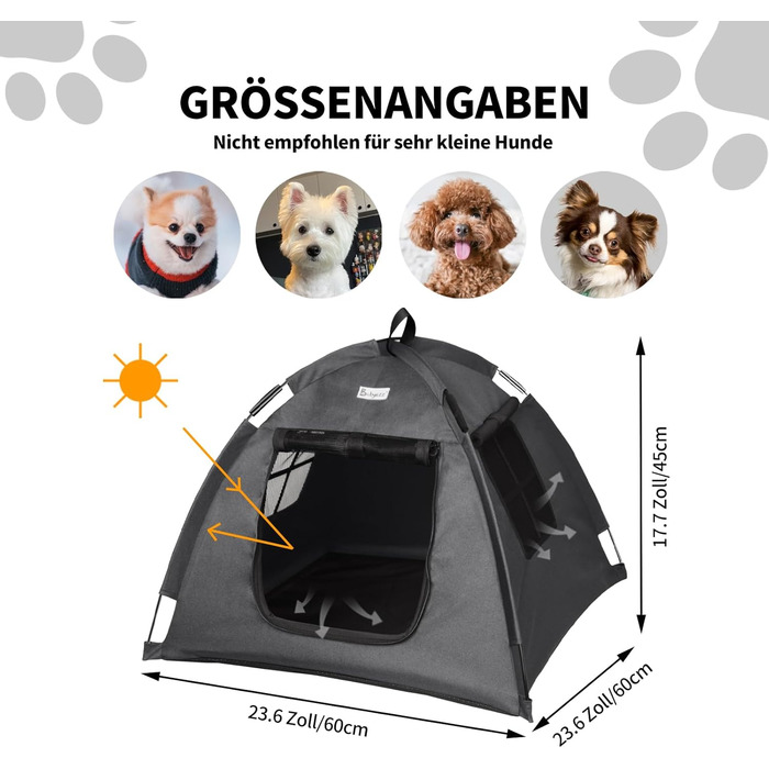 Зручне ліжко-будиночок для собак та котів Babyezz, водонепроникне, дихаюче, для дому та вулиці, сірий колір, розмір S