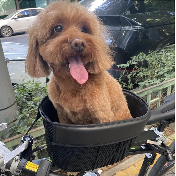 Корзина для собак на велосипед до 7.5 кг, 39 × 23 × 25 см, водовідштовхувальна, дихаюча, знімна, для собак та котів