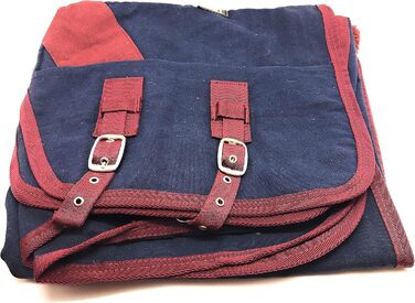 Літня повітропроникна попона для коней з бавовни Maddy 2 з ременями та захистом хвоста, 128 см (Синій/Бордовий)