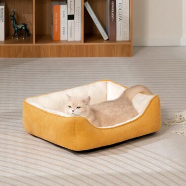 Ліжко для котів та собак Hollypet, м'яке, дихаюче, 55x45x15 см, жовте